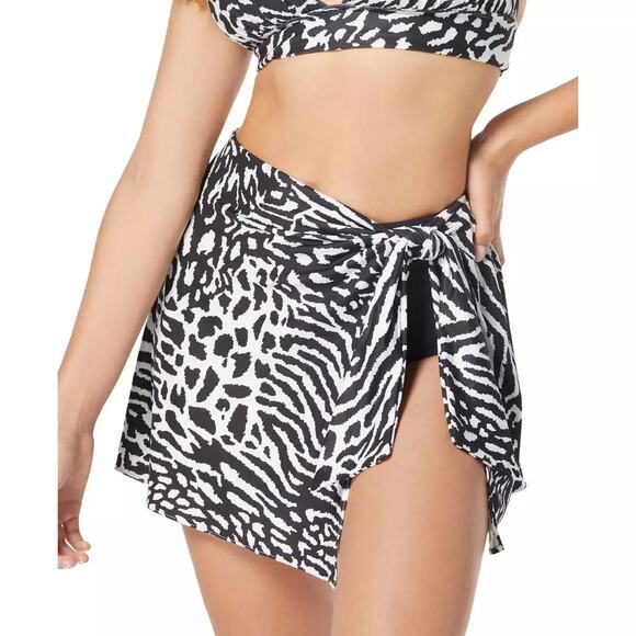 Coco Reed Contours Sarong Skirt Bikini Bottom Size XL Black Animal Print New - Picture 1 of 7